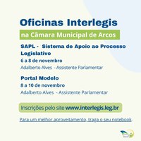 Câmara receberá oficinas de SAPL e Portal Modelo em novembro